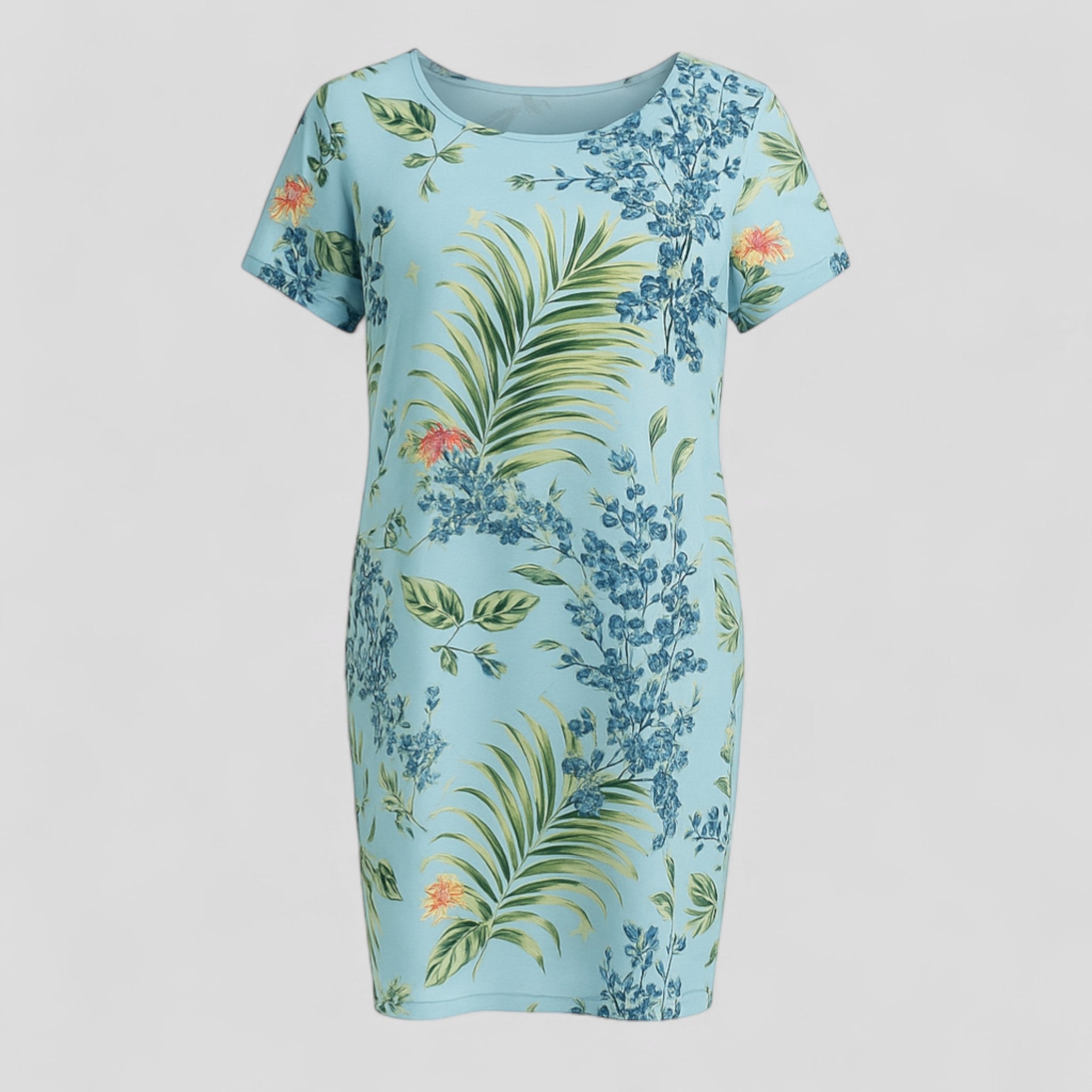 Carmine | Damen Bequemes Casual Sommerkleid mit Naturdruck