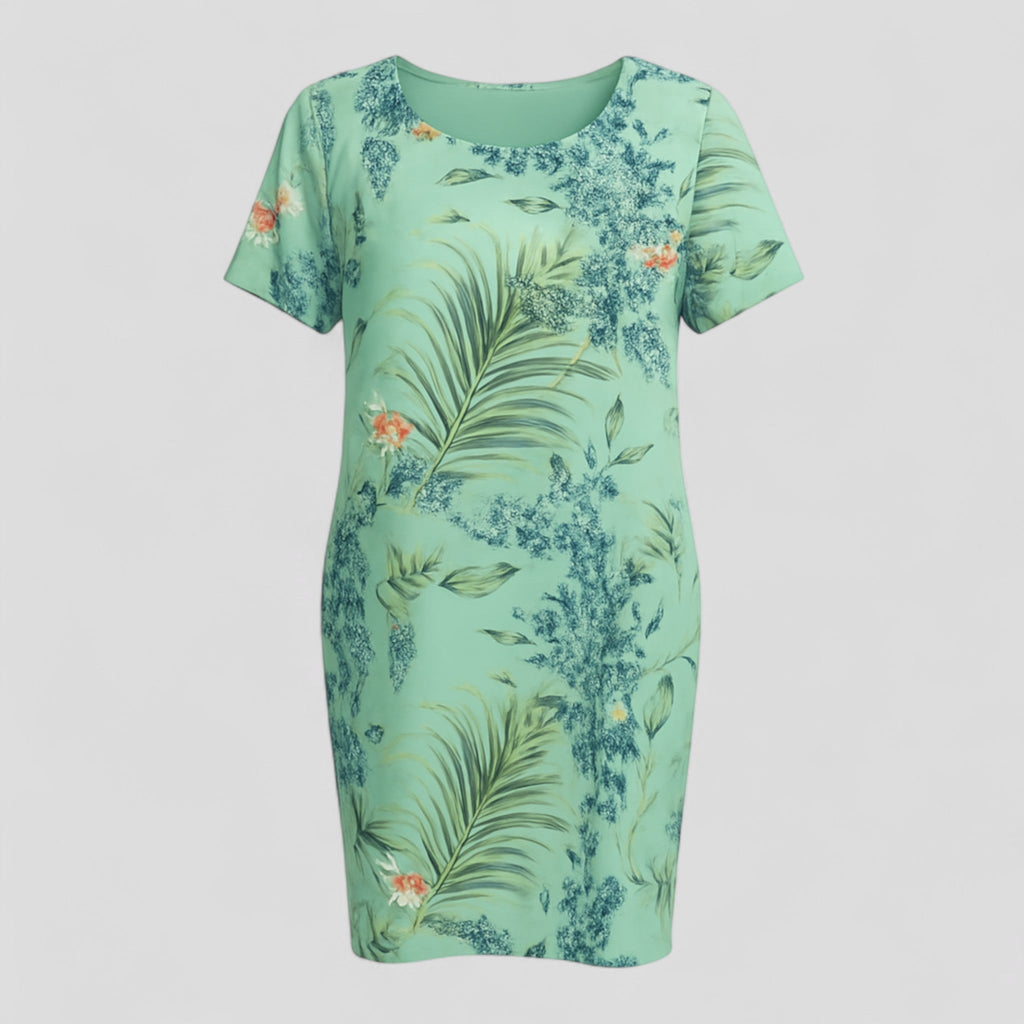 Carmine | Damen Bequemes Casual Sommerkleid mit Naturdruck