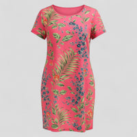Carmine | Damen Bequemes Casual Sommerkleid mit Naturdruck