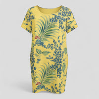 Carmine | Damen Bequemes Casual Sommerkleid mit Naturdruck