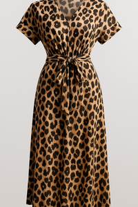 Almanda | Damen Elegantes Kleid mit Leopardmuster