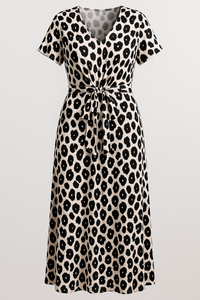 Almanda | Damen Elegantes Kleid mit Leopardmuster