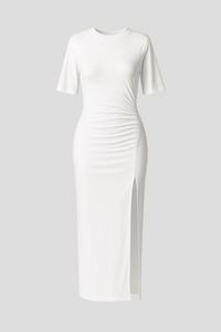 Gia | Damen Elegantes Midi Kleid mit Schlitz