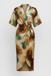 Geneva | Damen Elegantes Satin Kleid mit Druck