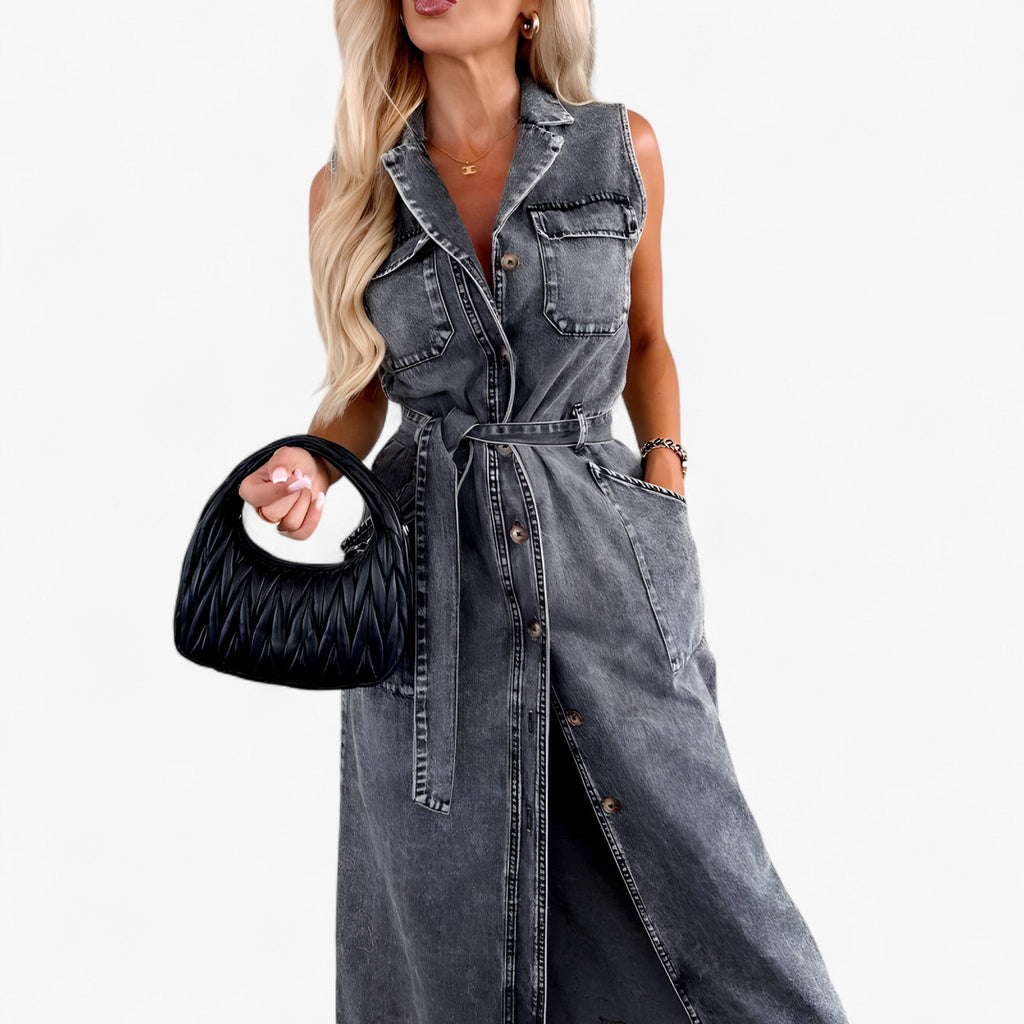 Odette | Damen Jeans Midi Kleid