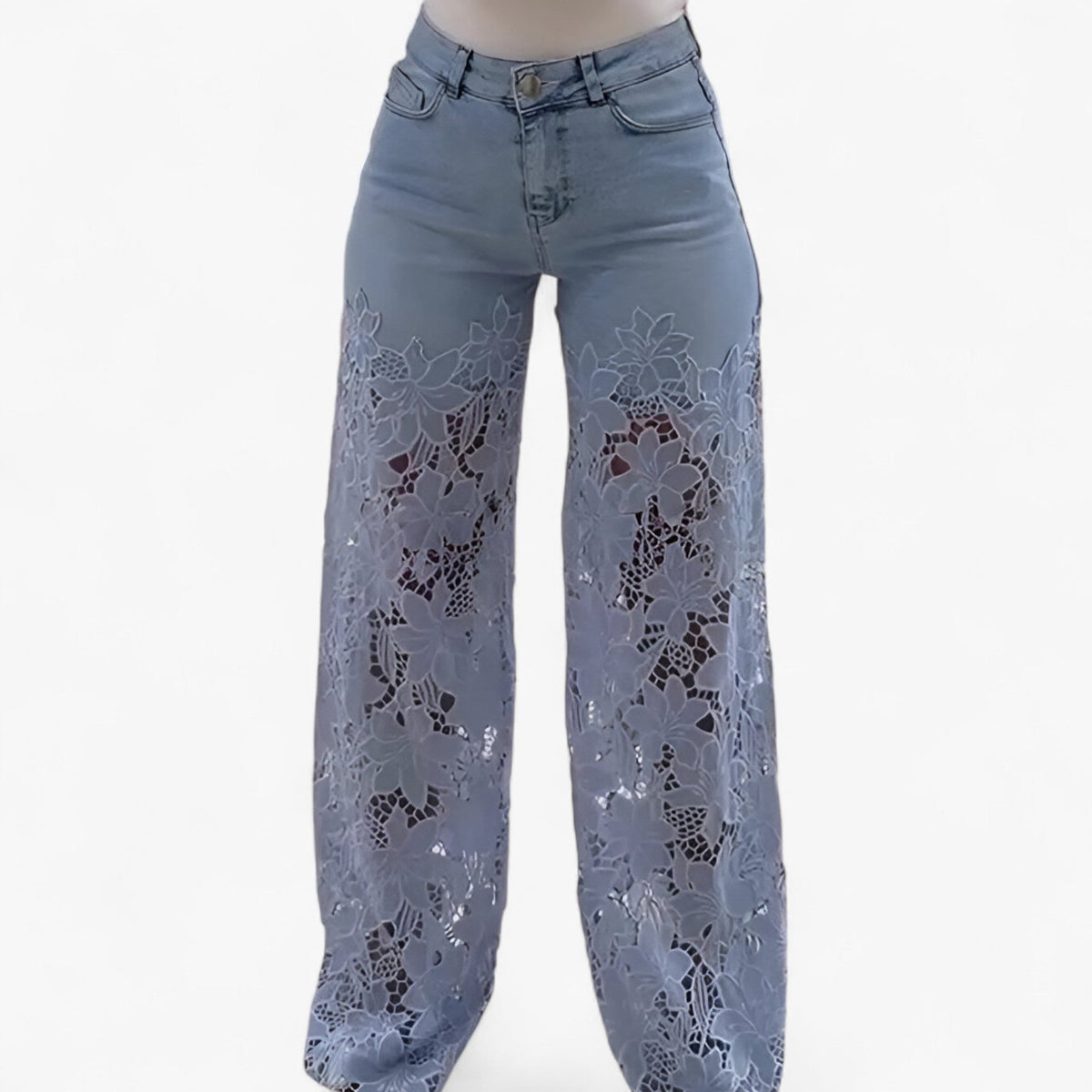 Laura | Damen Jeans aus Denim mit Spitzen-Patches
