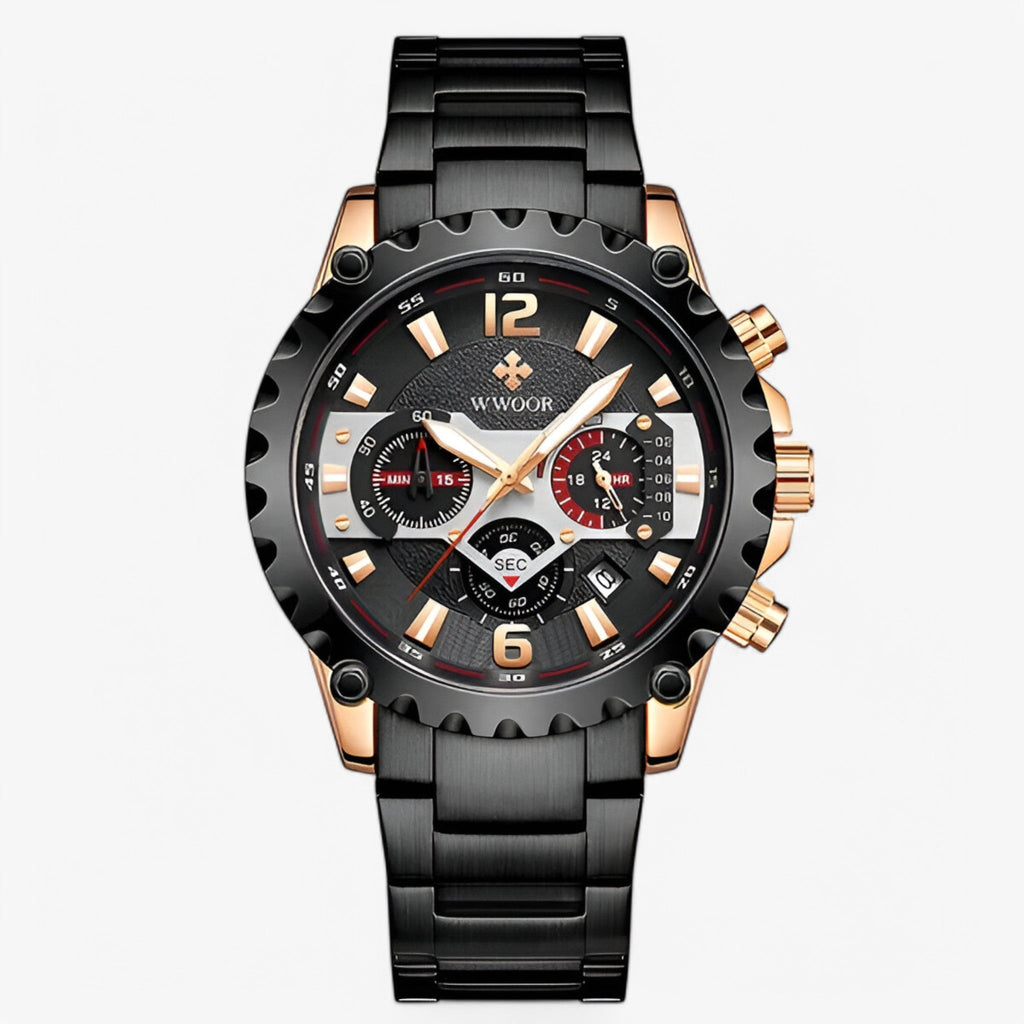 Cleo | Luxuriöse Chronographenarmbanduhr aus rostfreiem Stahla