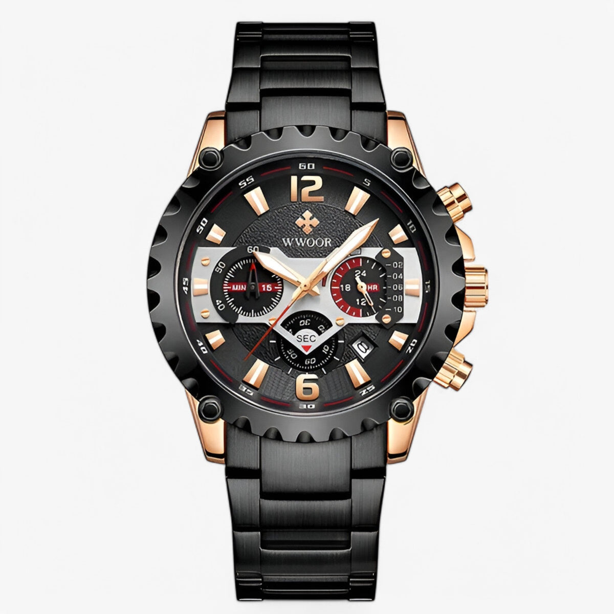 Cleo | Luxuriöse Chronographenarmbanduhr aus rostfreiem Stahla