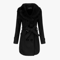 Jenna | Langer Wollmantel mit Pelzkragen: Eleganz und Wärme für den Winter