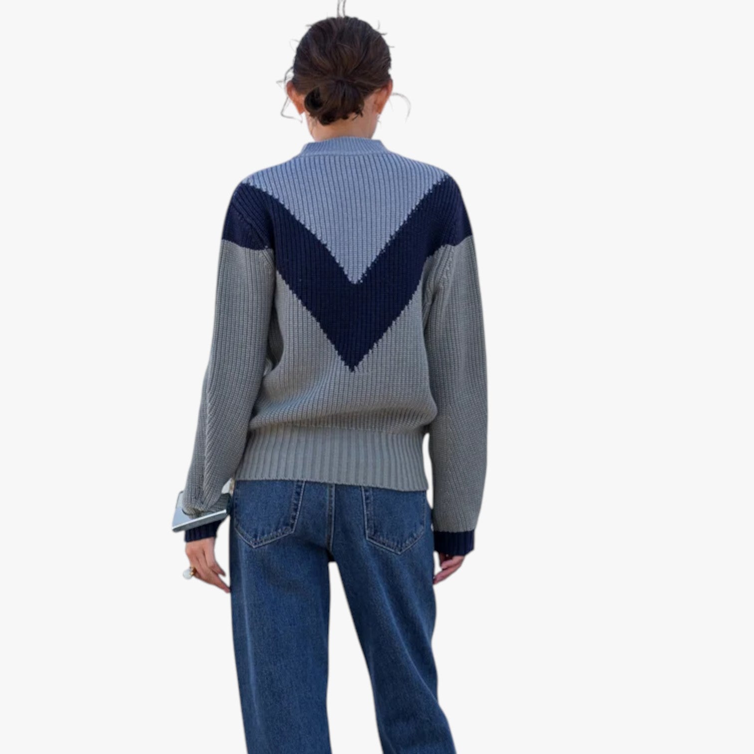 Manilyn | Wärmende Wärme - Grob gestrickter blauer Alpaka-Pullover
