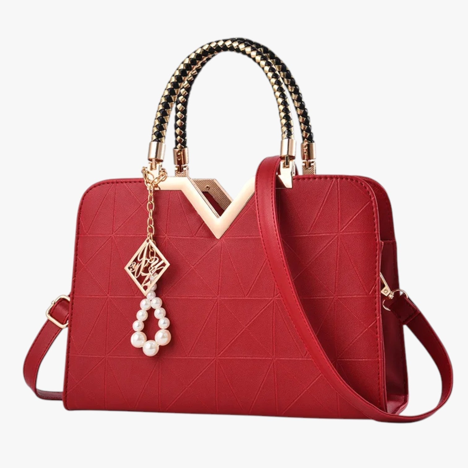 Pamela | Herbst Chic - Elegante Tasche mit Reißverschluss und Perlen