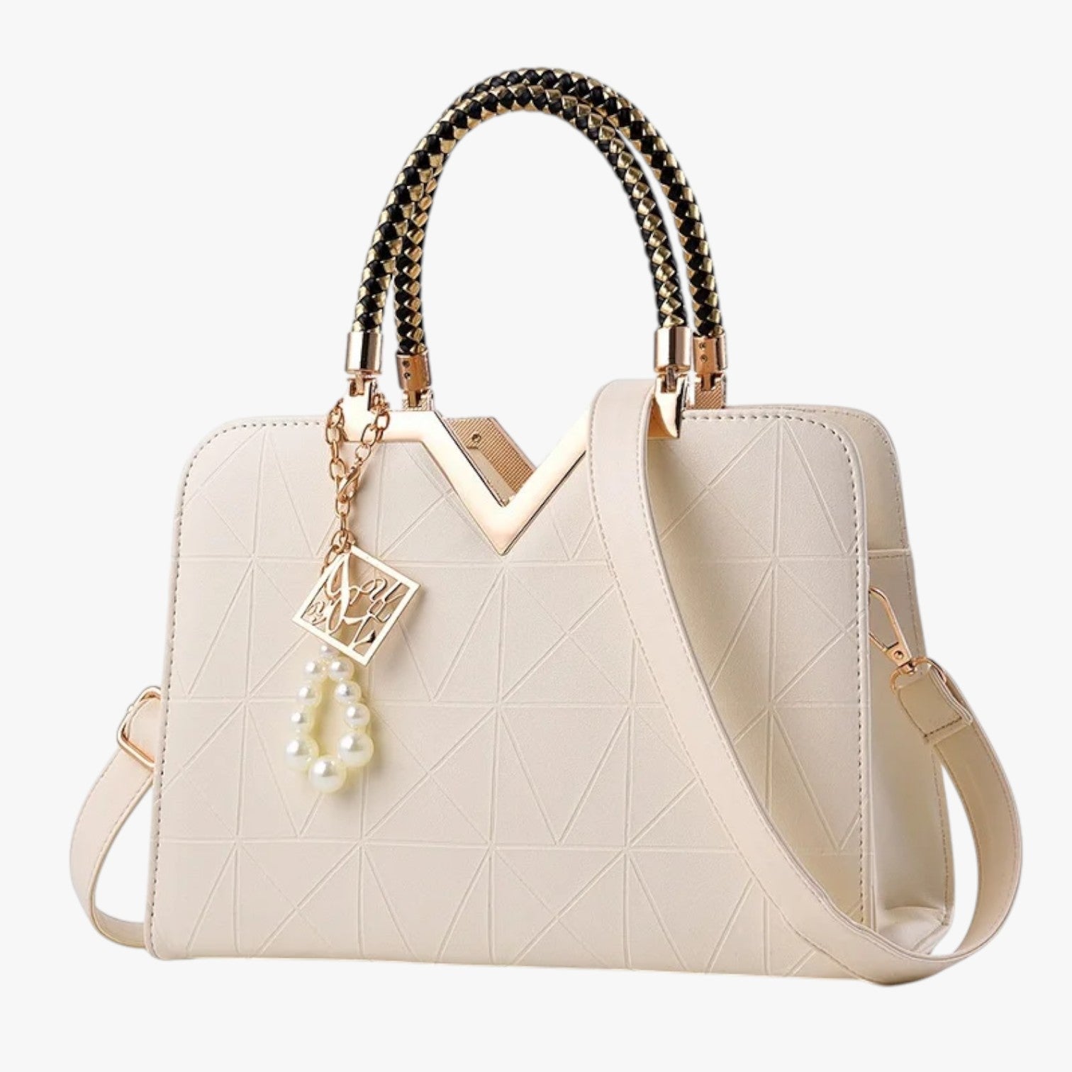Pamela | Herbst Chic - Elegante Tasche mit Reißverschluss und Perlen