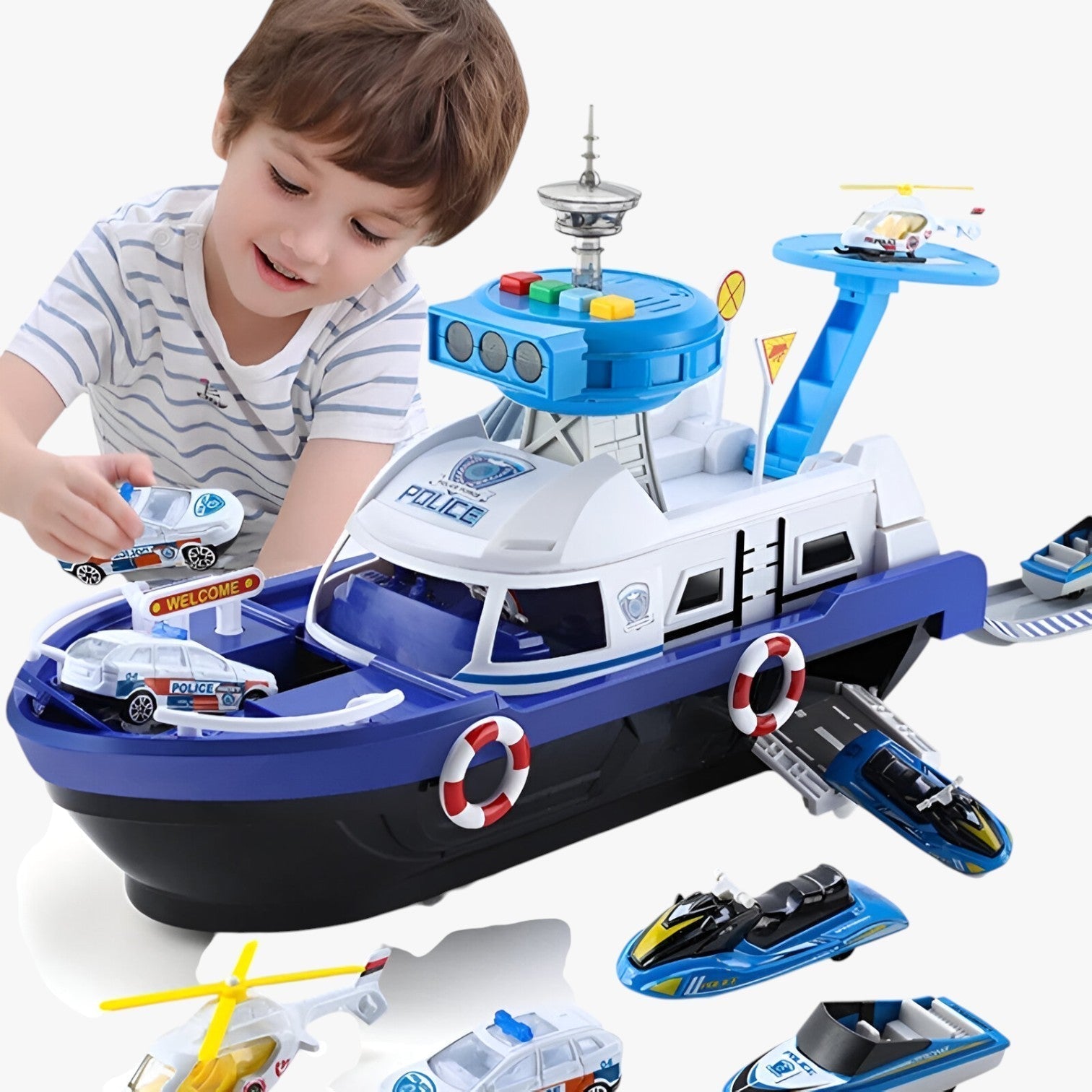 Drew | Leuchtendes Spielzeugboot mit Schwungantrieb