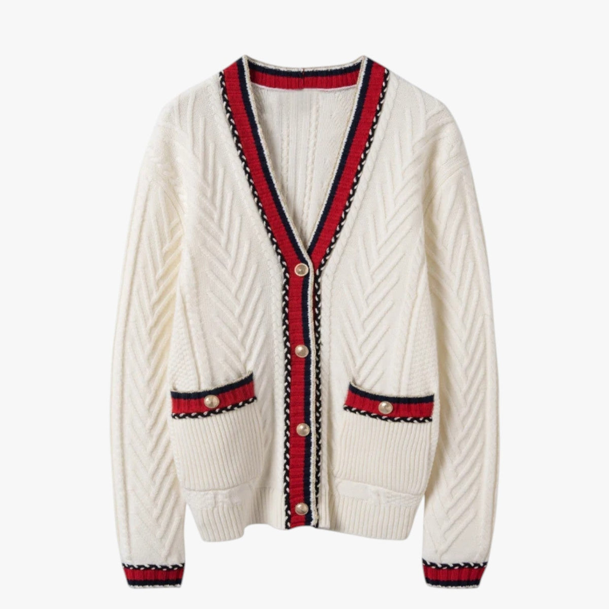 Grace | Damen-Retro-Cardigan mit V-Ausschnitt, weich, oversized und elegant