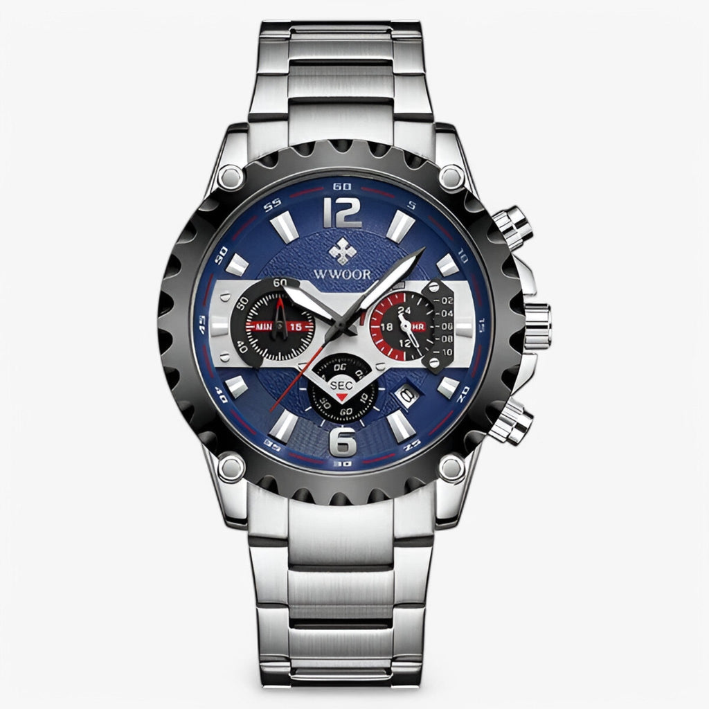 Cleo | Luxuriöse Chronographenarmbanduhr aus rostfreiem Stahla
