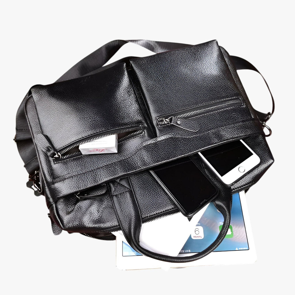 Benjamin | Elegante Herren Reisetasche aus echtem Leder Aktentasche Schultertasche für Laptop