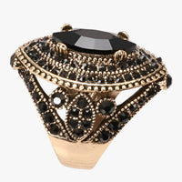 Lia | Boho Vintage Ring mit schwarzem Kristall