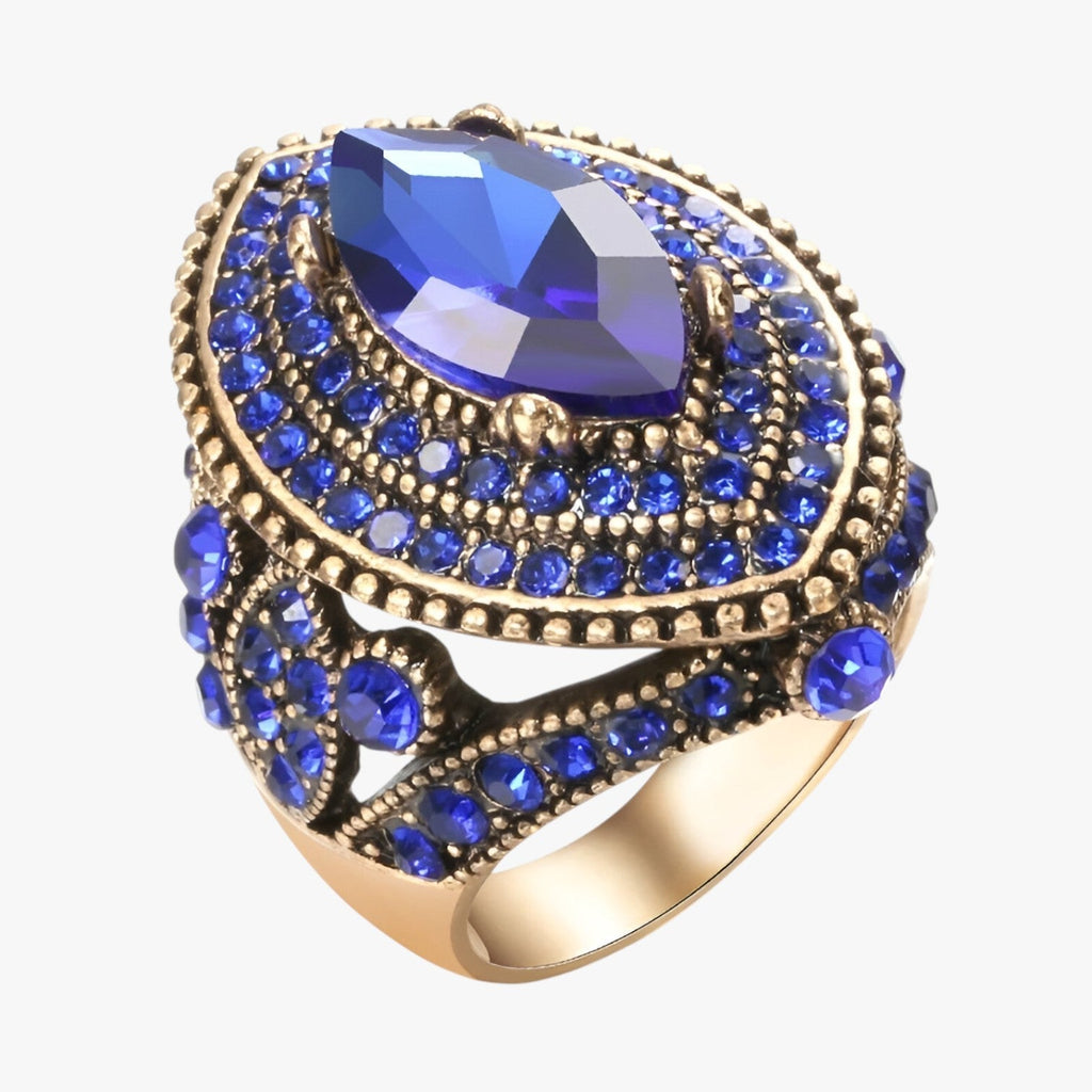 Lia | Boho Vintage Ring mit schwarzem Kristall