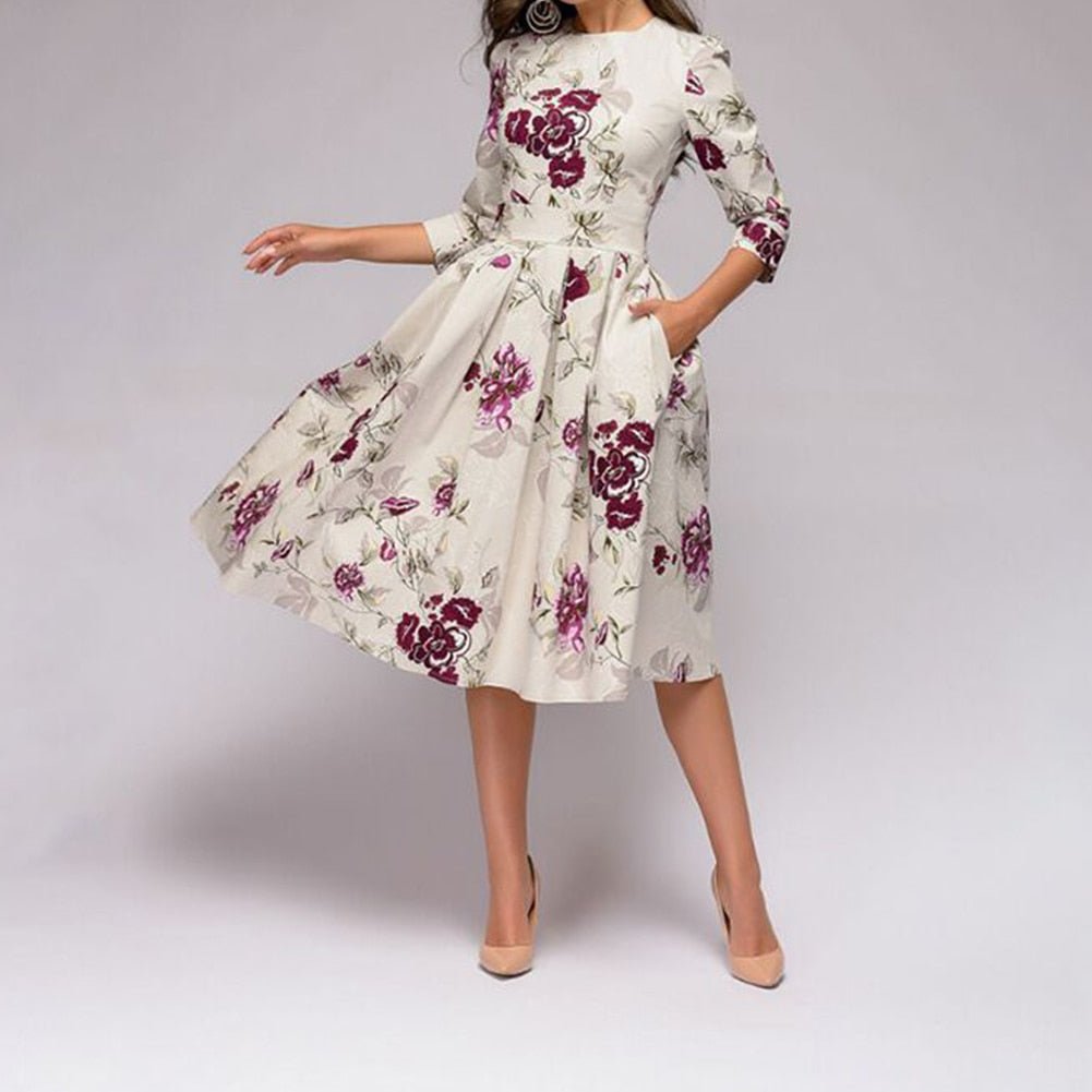 Retro Kleid mit Blumenmuster – Florina