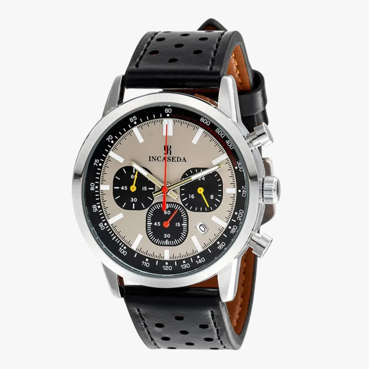 Drew | Herrenarmbanduhr INCASEDA Chronograph Luxus Quarzu, Ultra Hell & Elegant