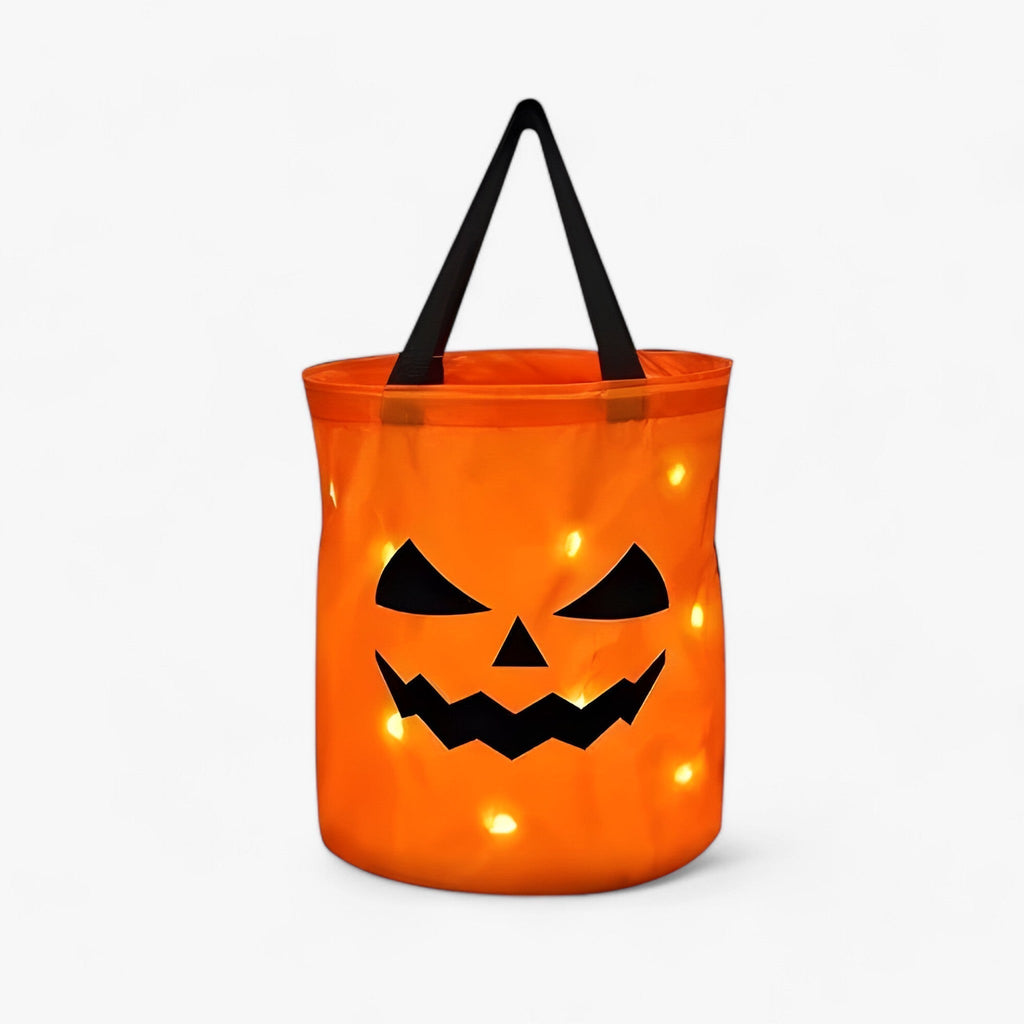 Kürbis Süßigkeitentasche - LED-Beleuchtung für Halloween und Erntedankfest