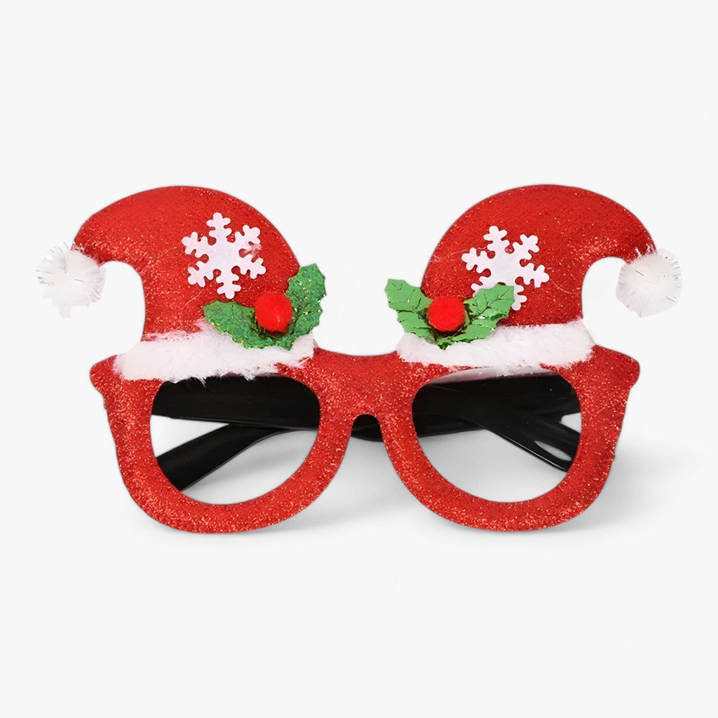 Urlaubsfeiernder | Weihnachtsbrille mit Weihnachtsmann, Weihnachtsbaum und Schneemann - Lustige Accessoires für Festtagsfotos