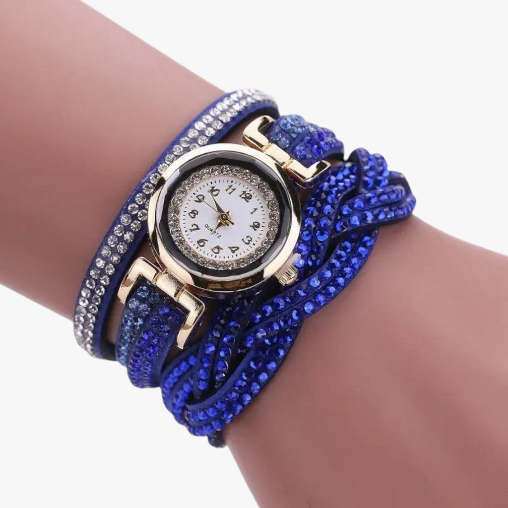 Heidi | Damenuhr mit langem Lederarmband: Eleganz und Glanz vereint