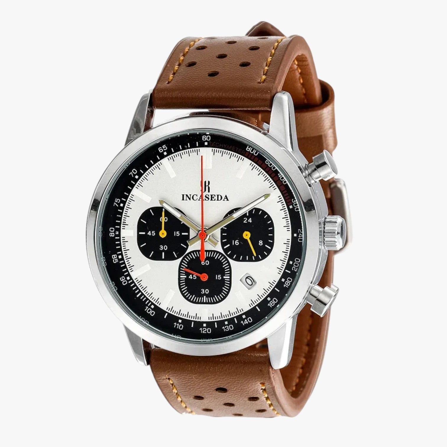 Drew | Herrenarmbanduhr INCASEDA Chronograph Luxus Quarzu, Ultra Hell & Elegant