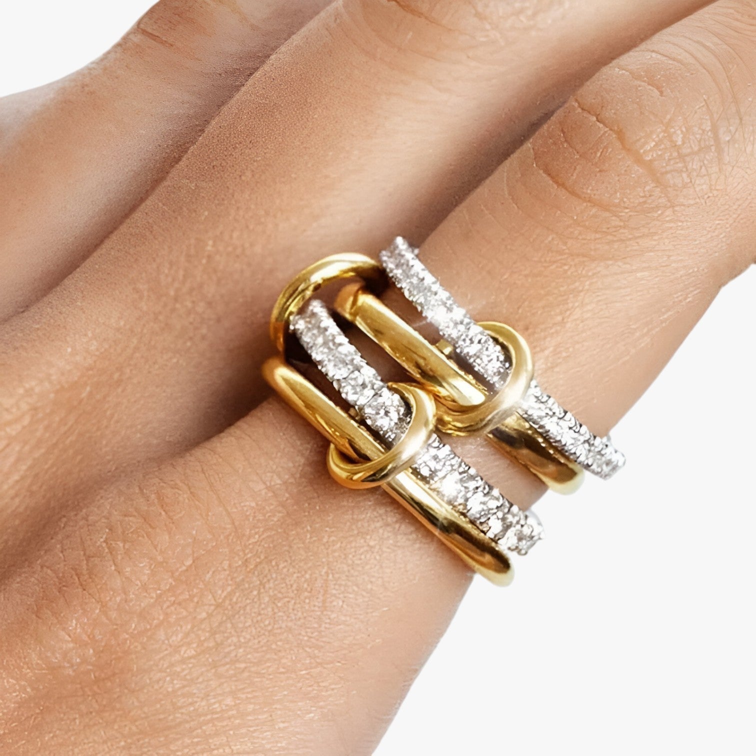 Elise | 18K Gold gestapelte Ringe mit Zirkonia