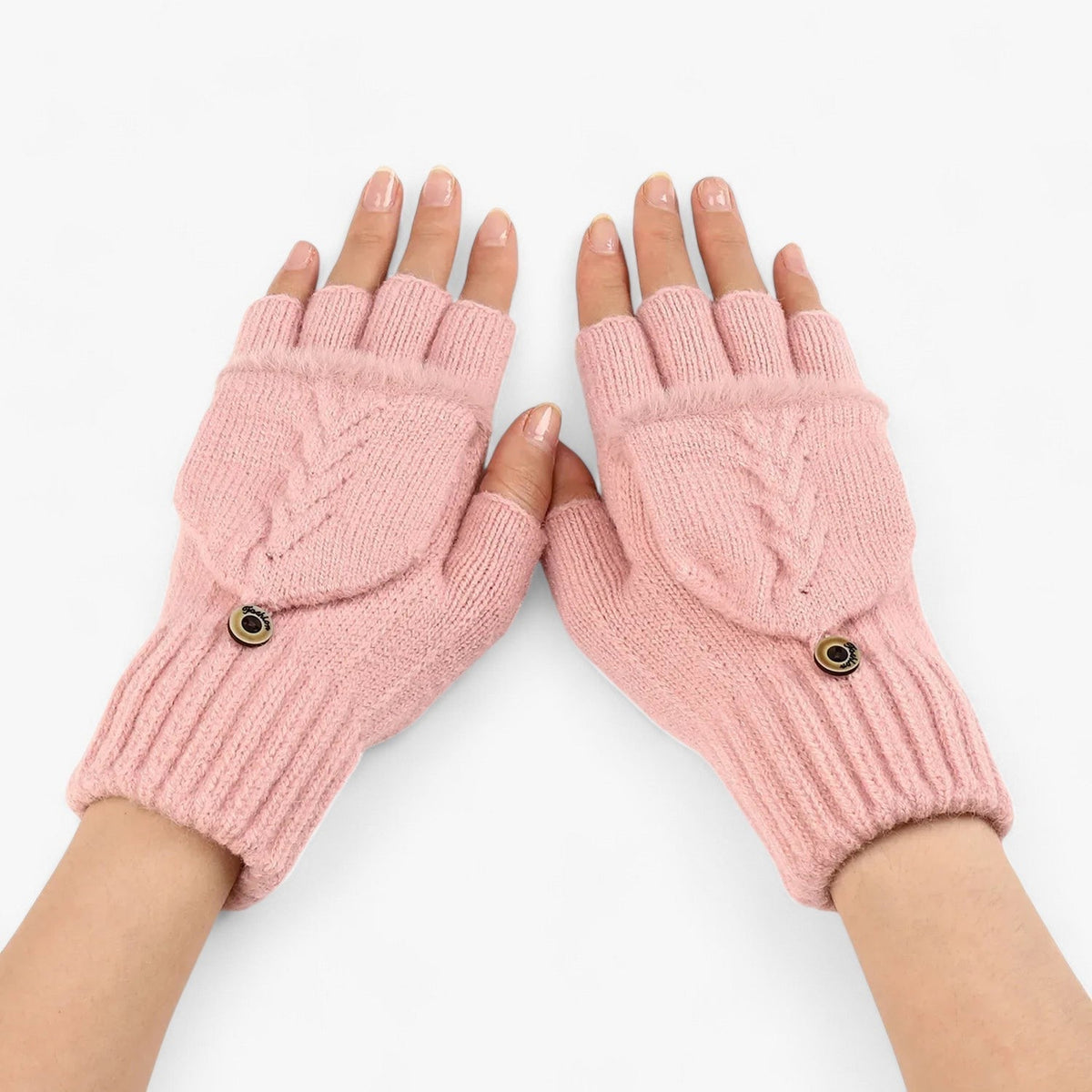 Dicke umgeschlagene gestrickte Handschuhe für Damen - für kaltes Wetter