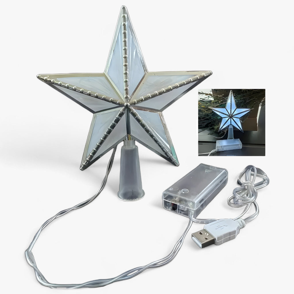 Topper Star | LED Leuchtende Stern mit Fünf Spitzen für den Weihnachtsbaum