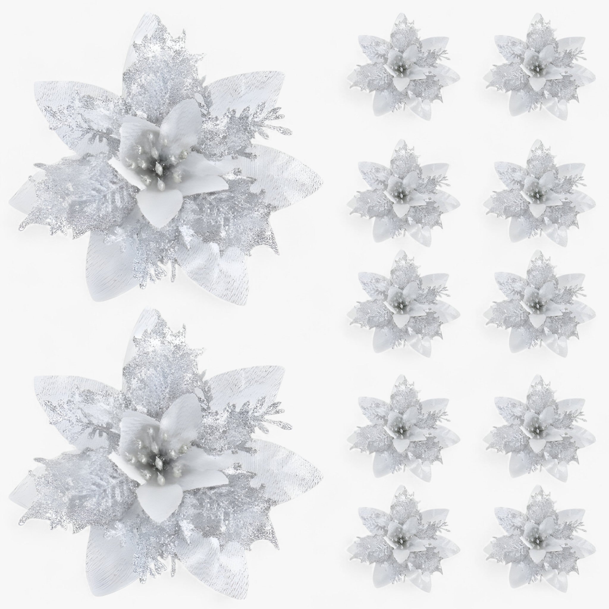 5/10 Stück glitzernde Weihnachtsblumen – funkelnder Baumschmuck