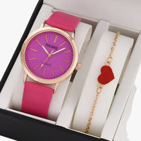 Nova | Set Eleganza Femminile 2 Uhren aus Leder für Damen und Armband, Luxusstil am Handgelenk