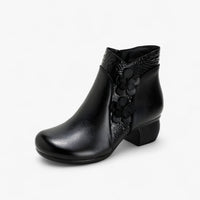 Greta | Retro-Stiefeletten aus echtem Leder mit optischem Absatz