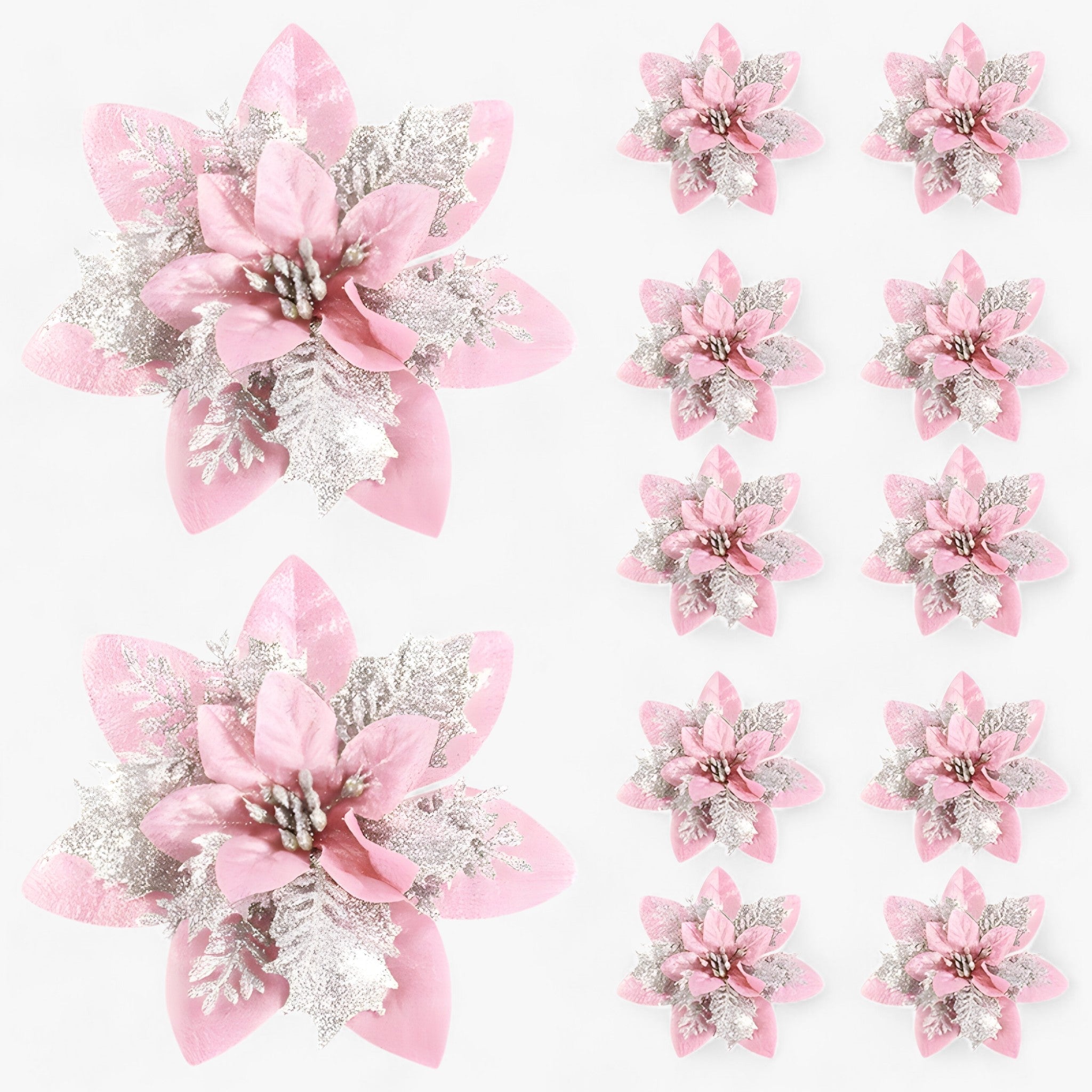 5/10 Stück glitzernde Weihnachtsblumen – funkelnder Baumschmuck