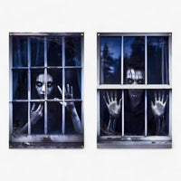 Blutdurstige Dunkelheit | Fenstervorhänge mit Halloween-Silhouette - Gruselige Horror-Dekoration