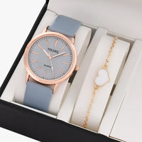 Nova | Set Eleganza Femminile 2 Uhren aus Leder für Damen und Armband, Luxusstil am Handgelenk