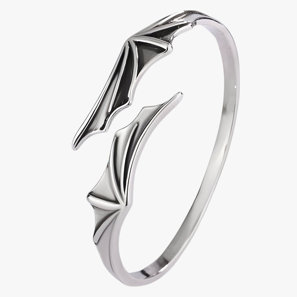 Jayce | Armband aus 925er Silber mit Goldener Feder im Vintage Punk Stil