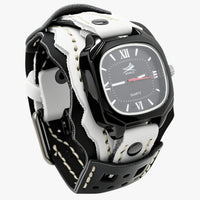 Alden | Großes quadratisches Herrenuhr mit echtem Lederarmband