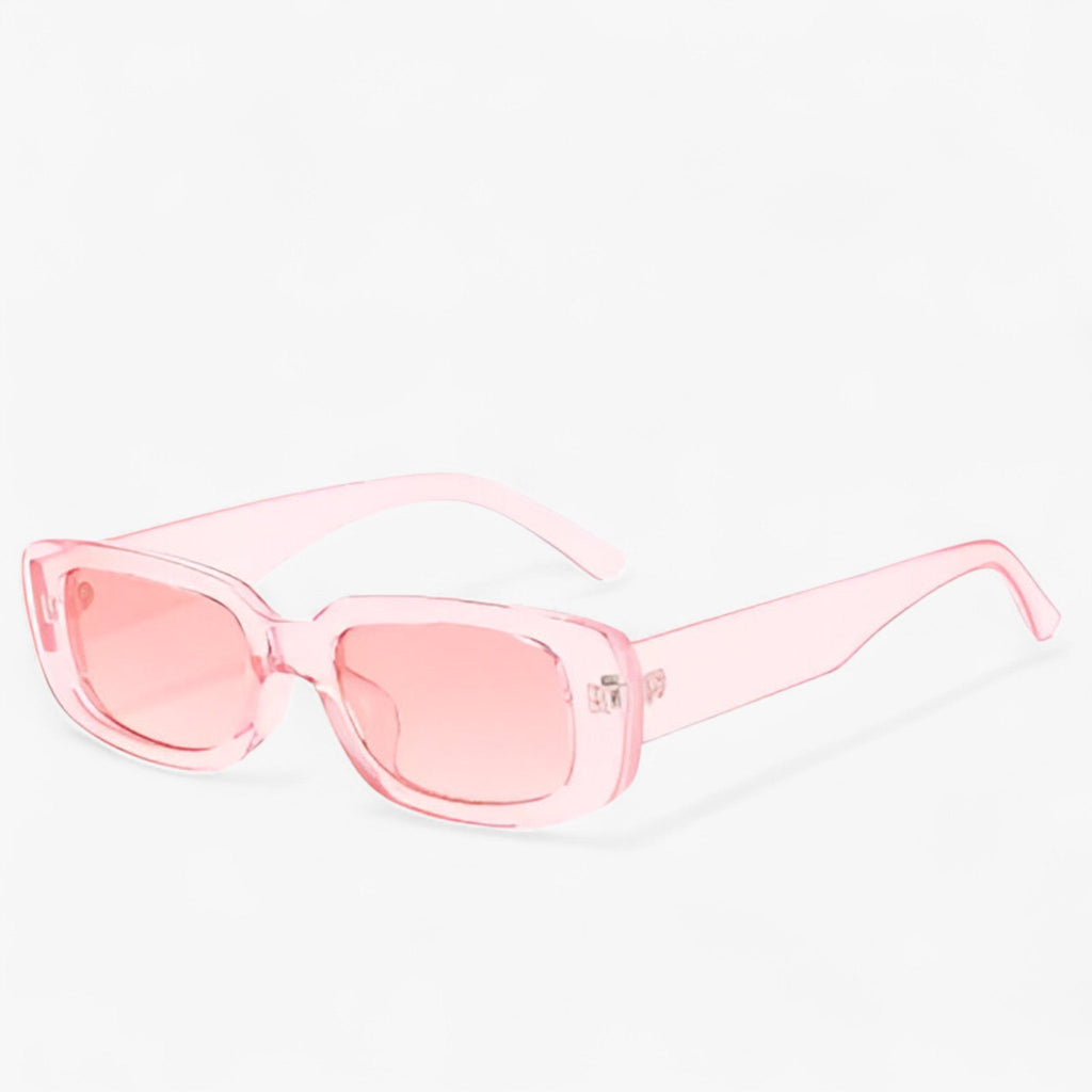 Nico | Unisex Retro Rechteckige Sonnenbrille mit Schwarzen Gläsern