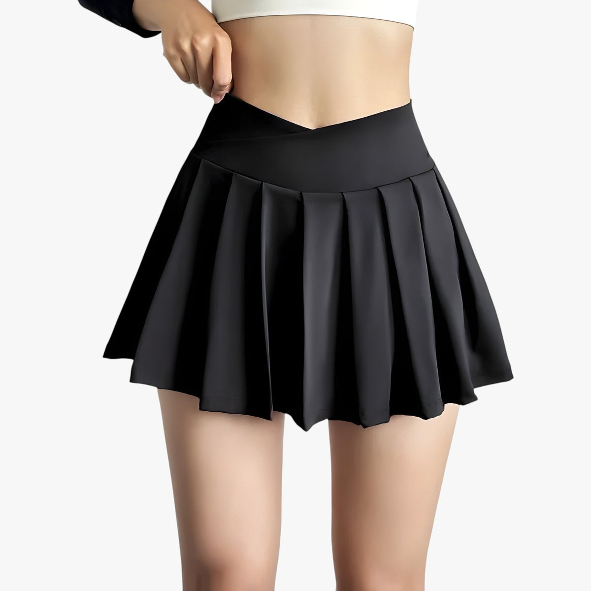 Luna | Hoher taille plissierter sportlicher Rock mit integrierten Shorts
