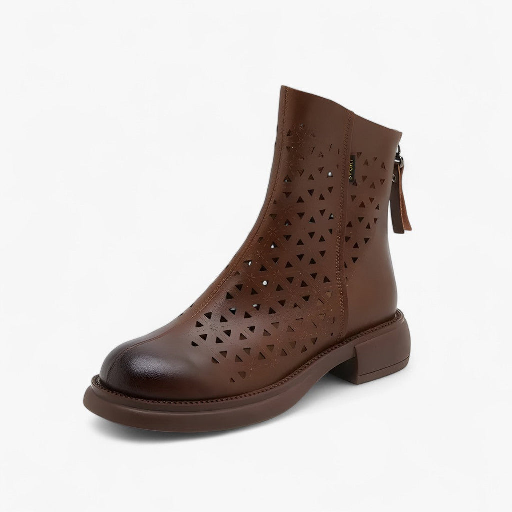 Irene | Sommerstiefel mit durchbrochenem Plateau und hinterem Reißverschluss