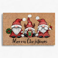 Weihnachtsgnome und Elch | Türmatte  - Festliche Innen-/Außendekoration