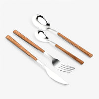 Minette | 12-teiliges Besteckset – Holzgriffe, spülmaschinenfest