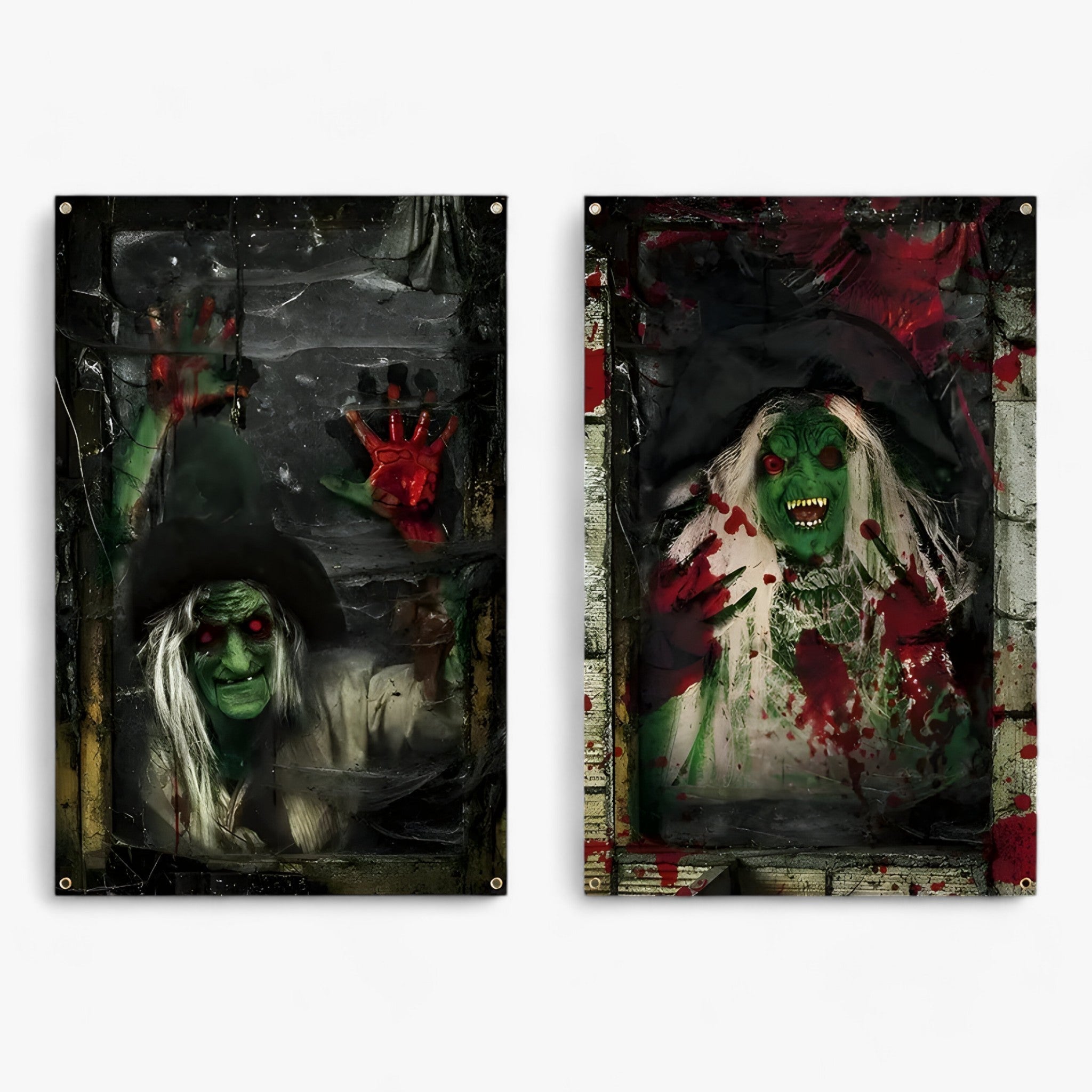 Blutdurstige Dunkelheit | Fenstervorhänge mit Halloween-Silhouette - Gruselige Horror-Dekoration