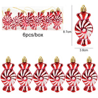 sternenklar | Set mit 6 Christbaumschmuck – festliche rote Süßigkeiten- und Schneeflocken-Dekoration