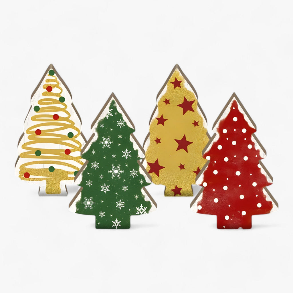 Putuo Decor | Weihnachtsbaum Tischdekoration - Set aus 4 Teilen für Wohnzimmer, Landhaus und Geschenke