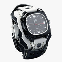 Alden | Großes quadratisches Herrenuhr mit echtem Lederarmband
