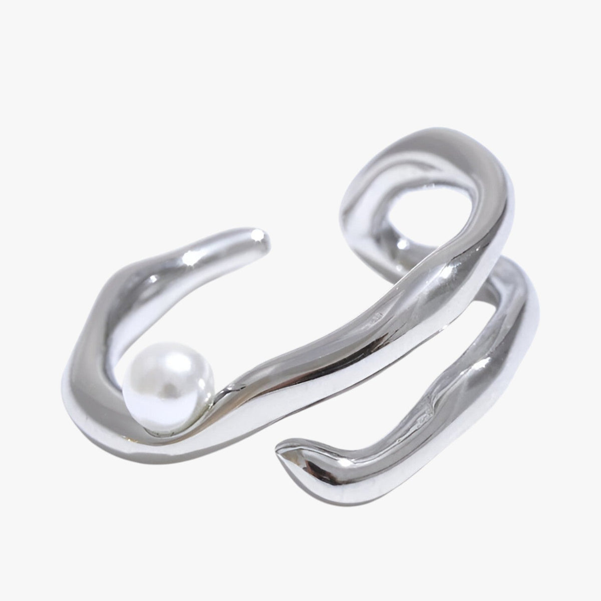 Sadie | Offener geometrischer Ring mit Perlen