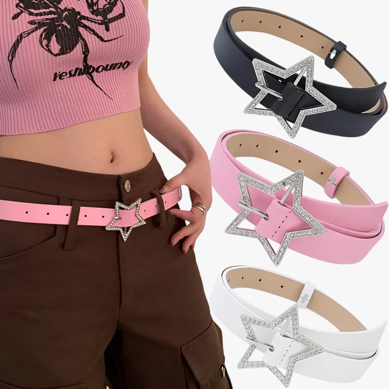 Evie | Y2K Gürtel mit Strass für Jeans